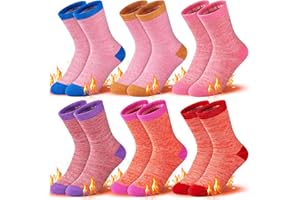 GENTABY Mädchen Dicke Socken Thermische Winter Socken Warme Wandersocken für 3-14 Jahre Kleinkinder Mädchen Boot Cosy Geschenk Socken 6 Paar
