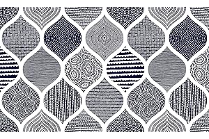 TAPPETIK Tappeto, Passatoia in Stampa Digitale Alta qualità, Ampia Gamma di Colori e Disegni (Serie DIGIT) VARIE MISURE (Forme decorate blu, 52 x 230 cm)