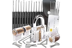 LOCK COWBOY LockCowboy Kit de Crochetage 30 Pièces avec 3 Cadenas d'Entraînement Transparents - Apprendre le Lockpicking avec Lot Carte De Crédit - Guide Électronique pour Débutant et Serrurier Professionnel