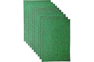 JTNOHX Tela con Purpurina, Paquete de 10 Hojas de Purpurina para Proyectos de Fiestas, 20x30cm Purpurina de Fieltro para Manualidades, Cuadrados de Fieltro con Purpurina para Fiestas y Festivales (Verde)