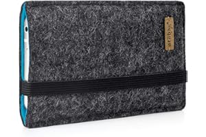 Stilbag Handyhülle FINN für Apple IPhone 12 | Farbe: anthrazit/azur | Smartphone-Tasche aus Filz | Handy Schutzhülle | Handytasche Made in Germany