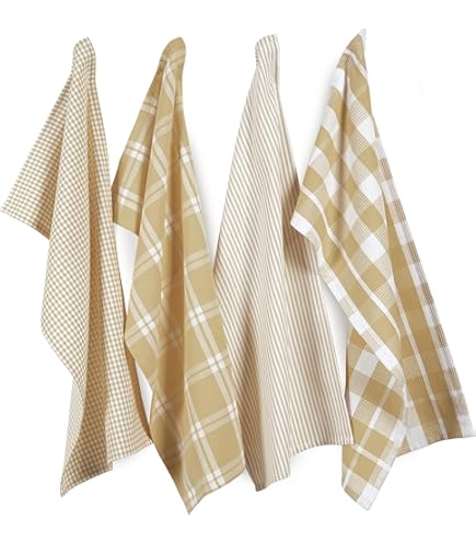 Torchons De Cuisine 100% Coton - Lot De 6 Super Absorbants - Taille 35,6x63,5 Cm Doux Et Durables - Idéal Vaisselle, Nettoyage