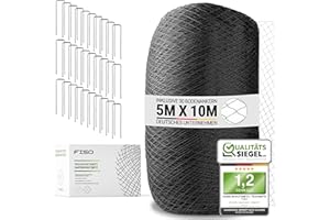 ‎FISO FISO® Teichnetz - 5x10m I Vogelschutznetz engmaschig, robust, witterungs- & UV-beständig I Schwarzes Teich Netz feinmaschig (15x15mm) I Netz zum Schutz von Teich, Balkon, Kirschbaum & Mehr