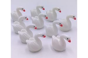 Armena Mini Animal Figures Pack of 10 Swans Garden Ornaments 1.52 cm White