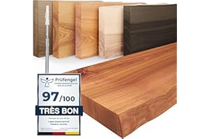 LAMO Manufaktur Étagère Murale en Bois Massif, Bord irrégulier, étagère Flottante Montage Invisible Foncé 120cm, LW-01-A-004-120W