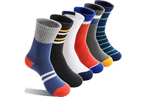 EBMORE 6 Paare Jungen Kinder Socken Sportsocken Laufsocken Kompressions Atmungsaktiv Baumwolle Kindersocken