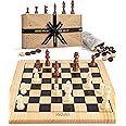Jaques of London Chess Set & Draughts Board Game | Wooden Chess and Checkers Sets with Chess Board | Luxury Wooden Chess and Draughts Set | Draughts and Chess Set Kids