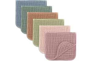 Comfy Cubs - Paños de muselina para eructos grandes, 100% algodón, para bebés, esenciales para bebés, 6 capas extra absorbentes y suaves, juego de baberos y paños para eructos para niños y niñas