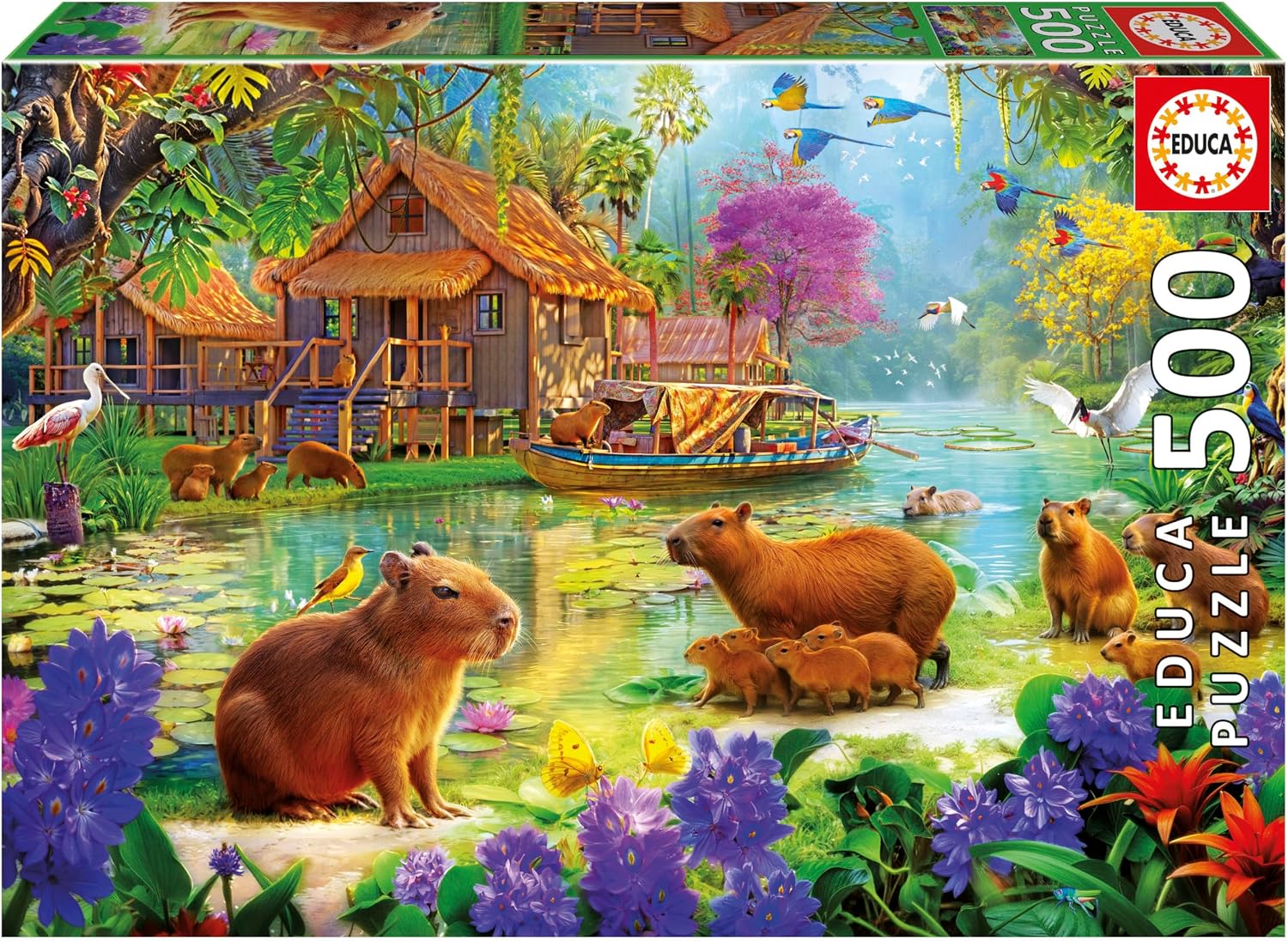 Educa - Puzzle Infantil de 500 Piezas | Pueblo de Capibaras | Medidas: 48 x 34 cm | A Partir de 11 años (20547)