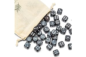 6,12, 20, 30 oder 50 hochqualitative Holzwürfel aus echtem Buchenholz von Waldfelsen® Augenwürfel Spielwürfel aus Holz in 16 mm Standardwürfel mit Stoffbeutel Würfelset (Schwarz, 50 Stück)