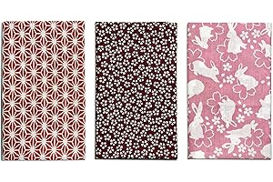 Yagisei Made in Japan Komon Tenugui Towel 3 type set(Flax Leaf, Sakura, Rabbit),White,330 x 900 cm