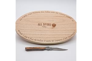 ALL SPORT VINTAGE - Planche Apéro - Livrée avec Son Couteau - Bois De Hêtre - Marque Française