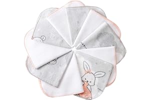 mimaDu Set di 10 mussole cotone lavette neonato teli mussola neonato teli coton neonato mussole neonata quadrotti cotone neonato mussole neonato | 100% cotone 25x25cm (rosa-grigio)