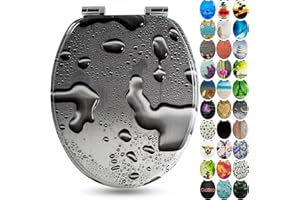 Sanfino® Premium Abattant WC en bois avec frein de chute, qualité supérieure, nombreux motifs colorés, confortable, installation facile, notice de montage incluse – „Grey Splash"