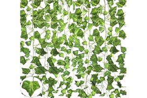 RFWIN 12 Pack Artificial Ivy Garland, 84 Ft Fake Vine Plant Hanging Leaf for Wedding Party Garden Decoration, Landscaping Fence Greenery