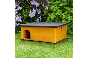FEEL GOOD FeelGoodUK Hedgehog House and Hibernation Shelter - Large Predator-Proof Outdoor Habitat - Felt Roof Cover and Full Wood Flooring - Best Pet Garden Hedgehogs Wooden Hide House (Sage Grey, Standard)