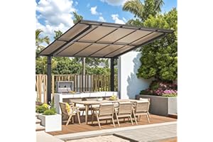 UNIONLINE 3x3m Gazebo, Hardtop Lean to Gazebo Pergola for Patio, Freestanding Aluminum Pergola Awnings for Garden, Patio & Balcony
