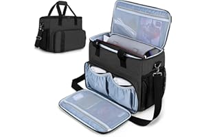 CURMIO Bolsa PS5, Bolsa Transporte PS5, Estuche para PS5, Bolsa de Viaje Compatible con PS5, PS4, PS4 Pro, Bolsa Consola, Controladores, Juegos y Accesorios,Negro (Sólo Bolsa, Patente Pendiente)