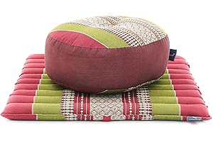 Leewadee Meditation Cushion Set – 1 Small Zafu Yoga Pillow and 1 Small Roll-Up Zabuton Mat Filled with Kapok