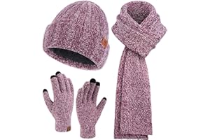 Bequemer Laden Donna Inverno Caldo Knit Beanie Cappello Touchscreen Guanti Lungo Sciarpa Set con Fleece Foderato Teschio Caps Collo Sciarpe