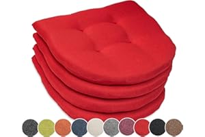 sunnypillow Set da 4 Cuscini Sedie Cucina - 40 x 40 x 5cm - Seduta Per uso Interno ed Esterno - Cuscini Sedia da Giardino Cuscini Coprisedie Cuscino - Rosso
