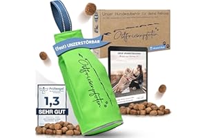 Ostfriesenpfoten® - extrem strapazierfähiger Futterbeutel 'Enno' | ohne Metallösen | Neongrün | Größe L | geeignet für alle Hunderassen - waschbarer Futterdummy inkl. eBook für Dein Agility-Training