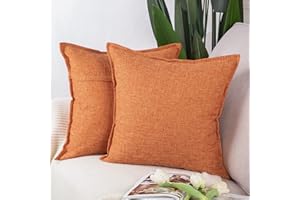Madizz 2 Pezzi Lino Copricuscini Morbido Decorativo Fodere per Cuscino Lusso Stile per Divano Camera da Letto 40x40 cm Arancia rossa
