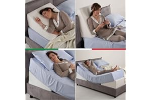 GEEMMA s.r.l. Cuscino cuneo anti reflusso DISPOSITIVO MEDICO detraibile memory foam | Cuscino da lettura Poggia schiena cuscini gravidanza cuscino per circolazione gambe