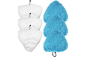 TAYLORHE Lot de 6 de Rechange pour Balai Vapeur - 3 de Chiffons en Microfibre, 3 Chiffons à Franges en Microfibre. Compatible avec la Plupart des Marques de vadrouille à Vapeur.