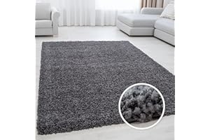 ‎MIOVANI Miovani Hochflor Teppich 140x200 cm Grau - Besonders weicher Shaggy Teppich in vielen Farben & Größen für Dein gemütliches Zuhause - Teppich Wohnzimmer & Schlafzimmer