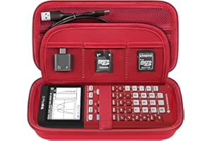 Elonbo Custodia per la calcolatrice grafica a colori Texas Instruments TI-84 Plus CE/TI-84 Plus/TI-83 Plus CE/Casio fx-9750GII, tasca extra in rete per cavo di ricarica, caricatore, manuale, rosso