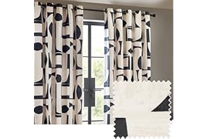 furn. Hoem Carro Abstract 100% Cotton Lined Curtains – Dusk (Pair – 168cm Width x 229cm Drop)