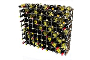 Cranville wine racks Madera Classic 90 Botella de Roble Oscuro Manchado y Metal autoensamblaje Estante del Vino galvanizado