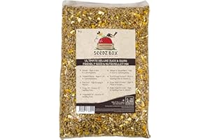 Duck Food 1kg - Goose and Swan Food - Seed and Nutri Pellet Feed Mix - SeedzBox - Natural Treats for Wild Waterfowl - Wheat Kibbled Maize and Soya Beans - High in Fibre Iron and Protein