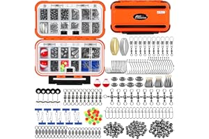 PLUSINNO 253-teiliges Angelzubehör-Set, Angelzubehör-Box mit Angelzubehör, Angelhaken, Angelgewichte, Sinker, Spinnerklinge, Angelausrüstung für Barsch, Bluegill, Crappie, Angeln