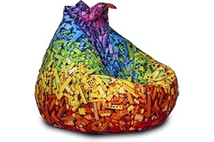 Ecopuf Oscar Modern Poltrona Pouf a Sacco con Imbottitura da Interno e Esterno in Poliestere Fantasia Design con Maniglia, Doppia Cerniera Antiperdita