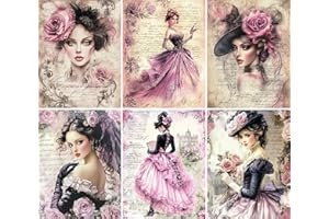 Victorian Lilac Rice Paper, 20 x 26,6cm (6pc) - 6 Designs for Scrapbooking Cards Crafts, Decoupage by CRAFT KREATIVELY