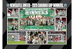 RJR PRINTS Newcastle United 2025 Carabao Cup - Impresión fotográfica autografiada A4 de jugadores de fútbol que sería un gran regalo para cualquier fanático.