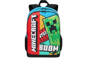 Get Trend Minecraft barnryggsäck, lätt 45 cm Creeper bokväska med vadderade remmar för resor skolväska spelare gåvor, Multi Minecraft, 18.1x12.6x6.3inch, Barn ryggsäck