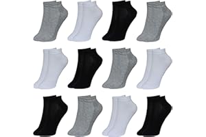 LOREZA ® 12 Chaussettes pour enfant Garçons et Filles Coton Socquettes tailles 21 à 36