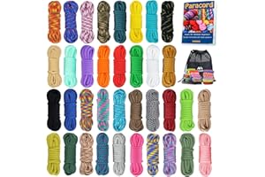 MONOBIN 36 Colors 10ft Paracord 550 Combo kit, Paracord Bracelets Making kit - Multifunction Paracord Rope with Instruction for Making Lanyard, Dog Collar, Idea for Gift (36 Colors-A)