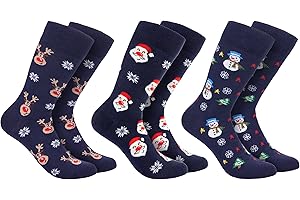 BRUBAKER 3 Paar Weihnachtssocken - Lustige Socken mit Weihnachtsmotiven - Baumwolle - Herren und Damen Geschenk Weihnachten - Unisex Baumwollsocken in One Size Größen