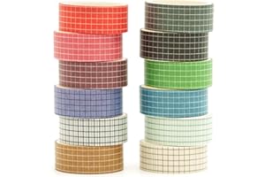 Songdao 12 rollos Rejilla Washi Tape Set, Tela escocesa Cinta Vintage Adhesivo Decorativo Obra de Arte Inspirada Masking Tapes para Artes, Bullet Journal, Scrapbooking, Bricolaje (Style One)