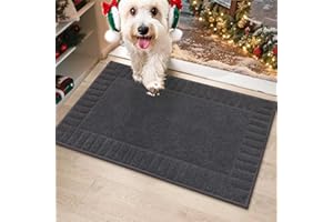 BEQHAUSE Door Mat for Indoor & Outdoor,Dirt Trapper Barrier Mat Super Absorbent Machine Washable Front Doormats Rug with Non-Slip TPR Backing (Dark Grey, 50x80cm)