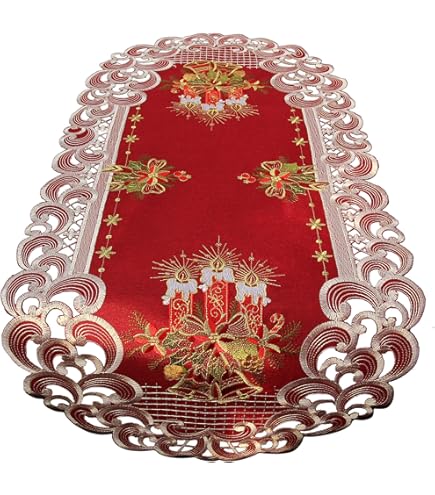 napperon chemin de table avec broderie fait main motif