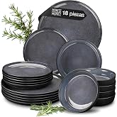 Moritz &amp; Moritz VIDA 18-Piece Blue Porcelain Dinnerware Set for 6, Modern Plates and Bowls Set, Microwave and Dishwasher Safe