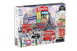 Galison Michael Storrings 1000 Piece London Jigsaw Puzzle for Adults, Illustrated Art Puzzle with Scene from the Streets of London, Multicolor