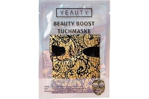 ‎YEAUTY YEAUTY BEAUTY BOOST Tuchmaske, glättet und perfektioniert dein Hautbild mit einer Goldfolie und Baumwollschicht, deine Grundlage für eine schöne Haut, 1x 1 Stück