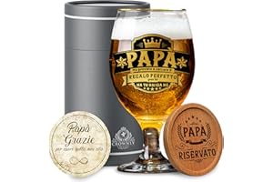 CROWNLY CRYSTAL® Dad Gift Ideas Personalised Beer Glass Original Fathers Day Gift for Him
