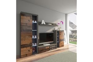 ‎KUECHEN-PREISBOMBE Kuechen-preisbombe Rumba Wohnwand Schrankwand Anbauwand Wohnkombi Wohnzimmer Old Wood + Matera